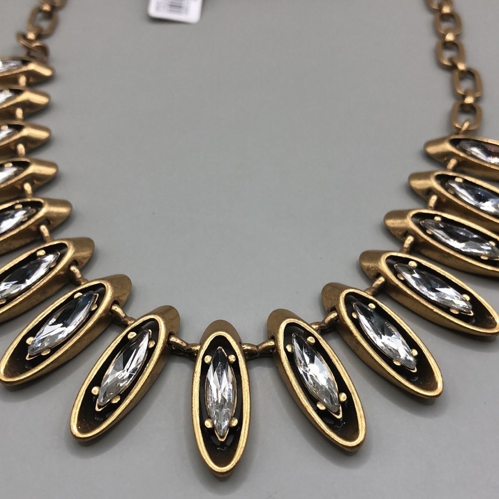 NWT J.Crew crystal elegant statement chain necklace modernist style dressy - Picture 5 of 8